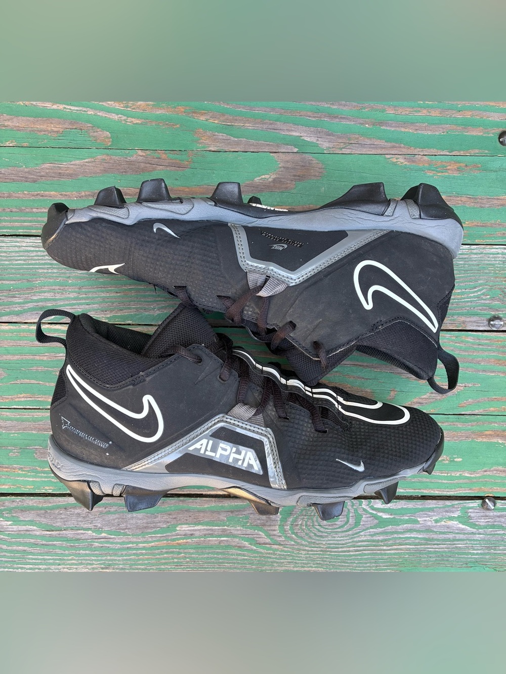 Nike Alpha Menace 3 Shark Football Cleats Black White Mens Sz 9